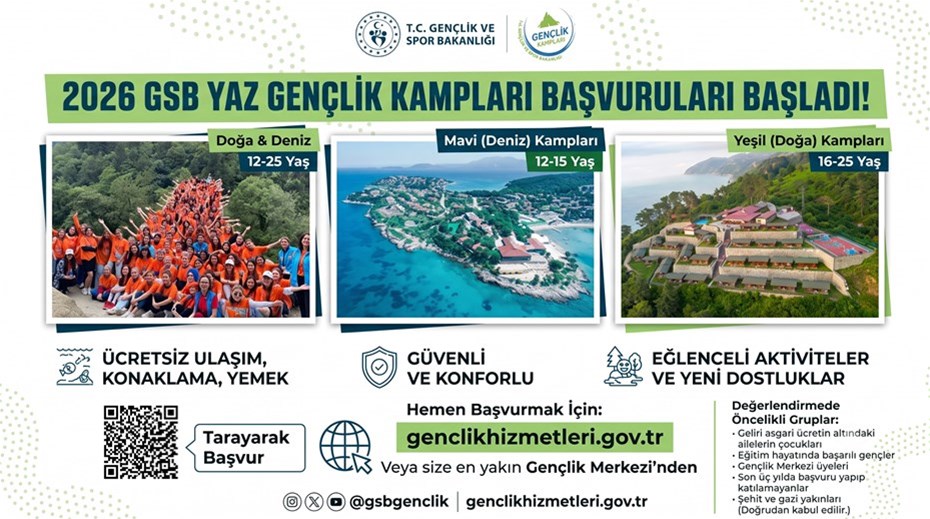 Tamamen Ücretsiz Yaz Tatili Fırsatı: GSB Yaz Gençlik Kampları Başvuruları Devam Ediyor