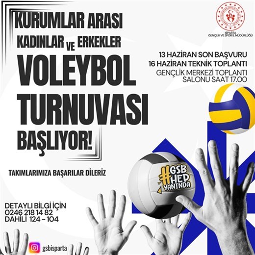 KURUMLAR ARASI VOLEYBOL TURNUVALARI BAŞLIYOR